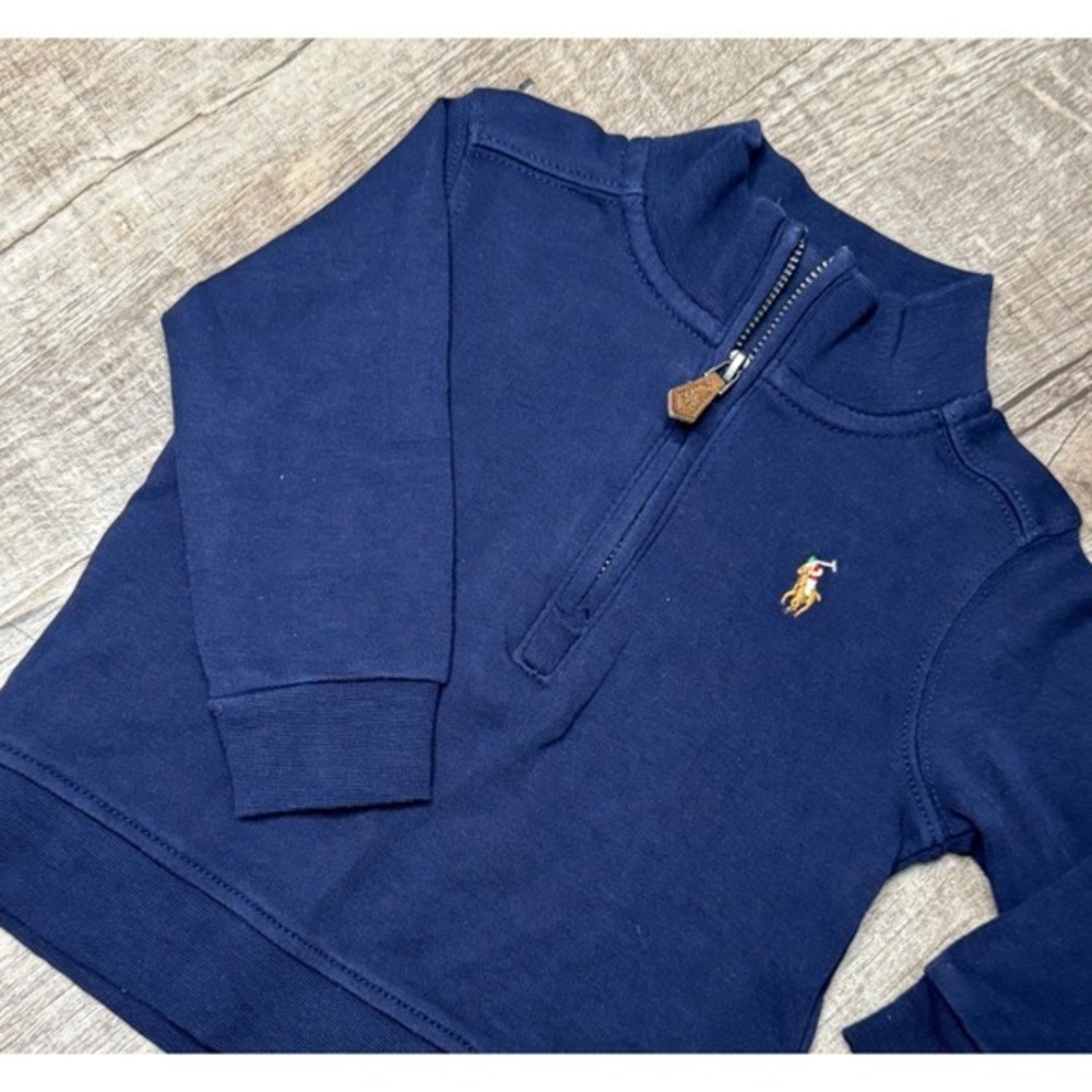 Ralph Lauren Polo Kids Navy Blue Quarter Zip Pullover Sweatshirt 9M‎